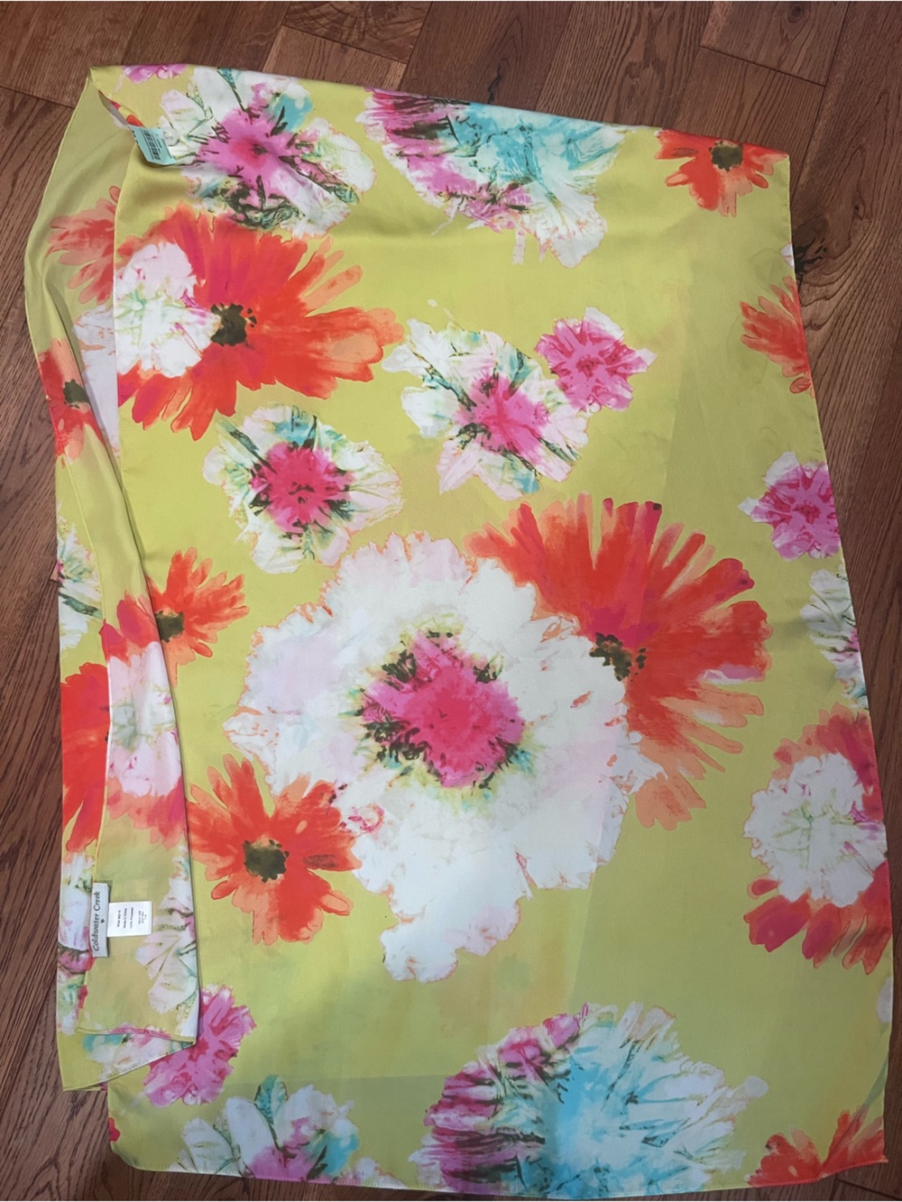 Coldwater Creek Lemon Yellow Floral Scarf NWOT